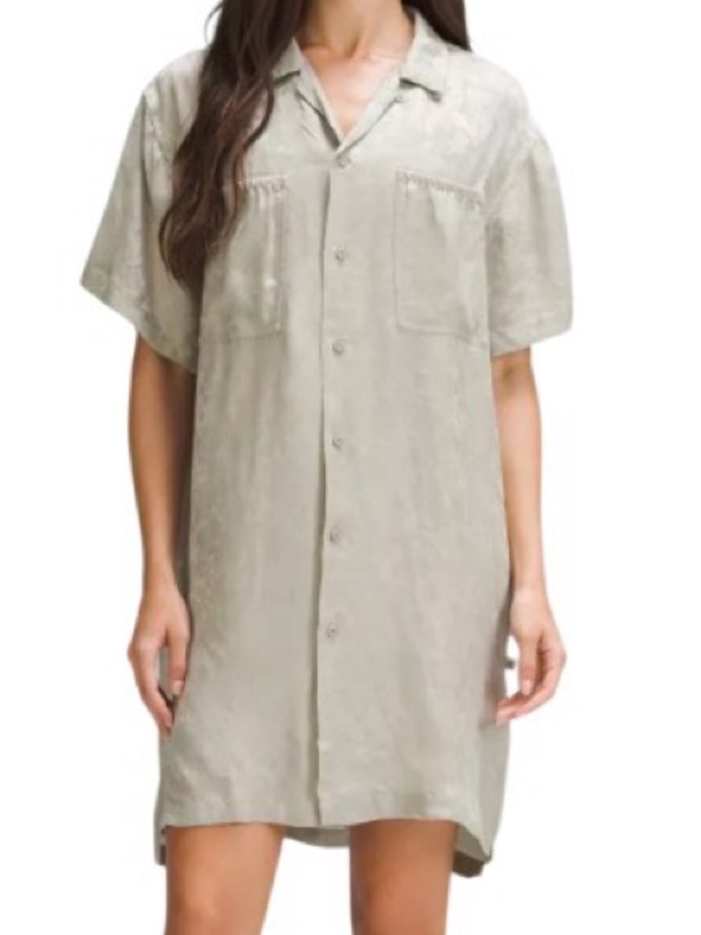 Short Sleeve Lululemon Lab Jacquard Cupro Shirt Dress Button Front Size 8